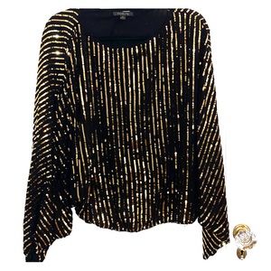 Rachel Zoe statement top black and sequins